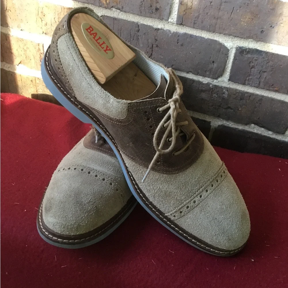 Cole Haan Two-Tone Beige and Brown Suede Derby Oxfords
